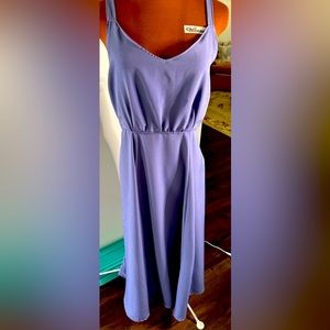 Handmade open back long dress in Periwinkle polyester fabric
